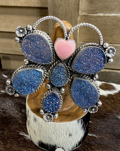 Hemerson Brown Druzy & Pink Conch Butterfly Ring *Native