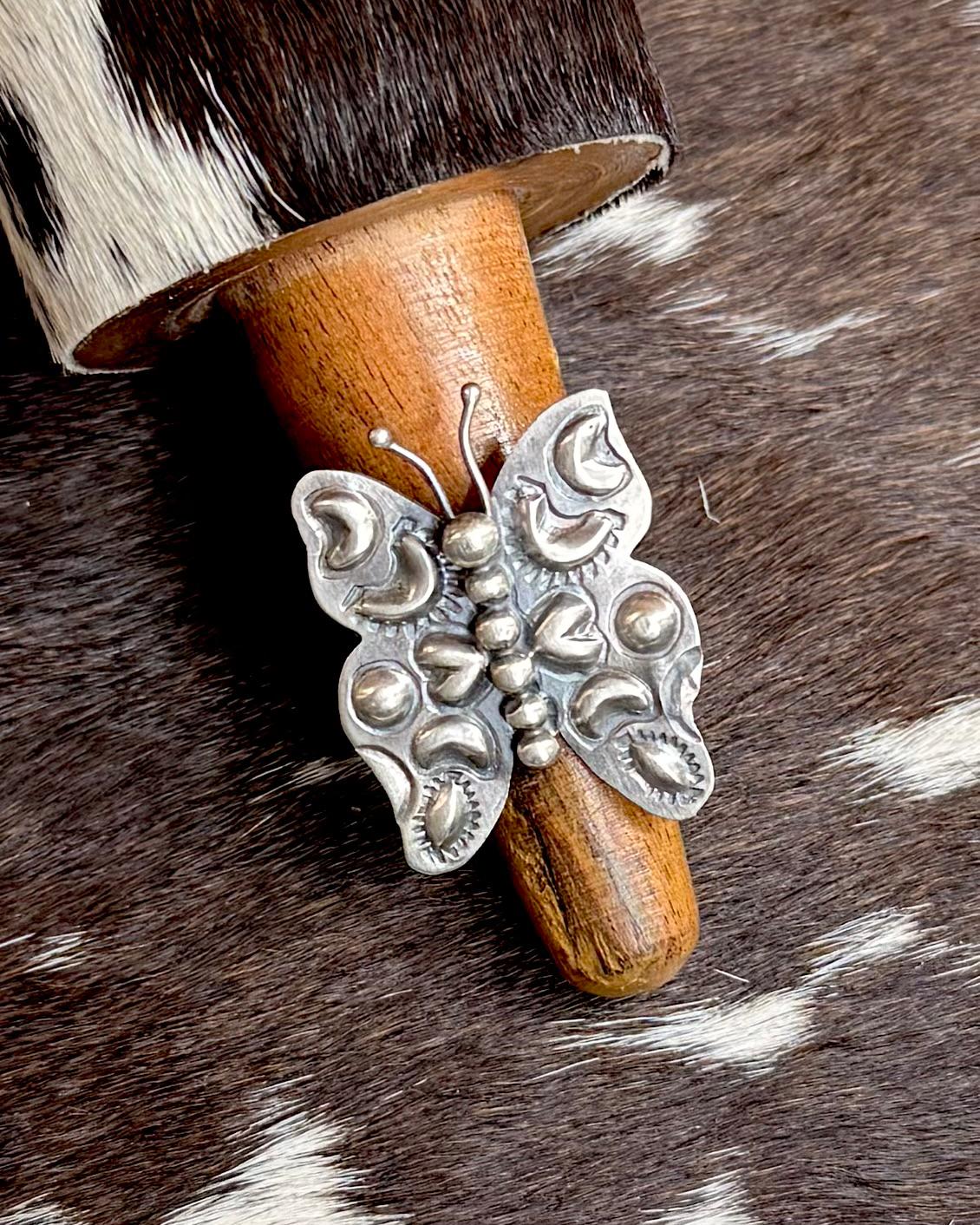 T. Yazzie Adjustable Silver Butterfly Ring *Native