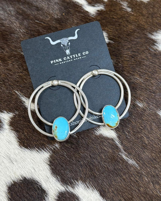 Kingman Stone Sterling Post Hoops *Native