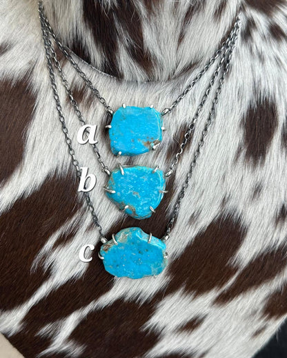 Donavan Skeets Waterproof Darker Turquoise Slab Necklace *Native