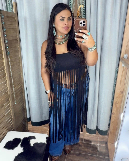 Midnight Fringe Tube Top