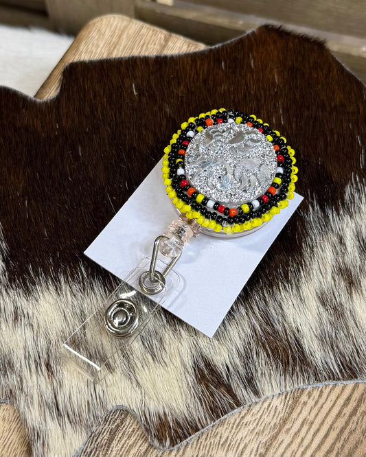 Lucille Ramon Handmade Beaded Badge Reel *Native