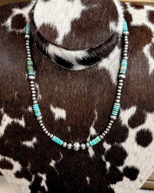 18.5+2" Turquoise Sterling Bead Stacker