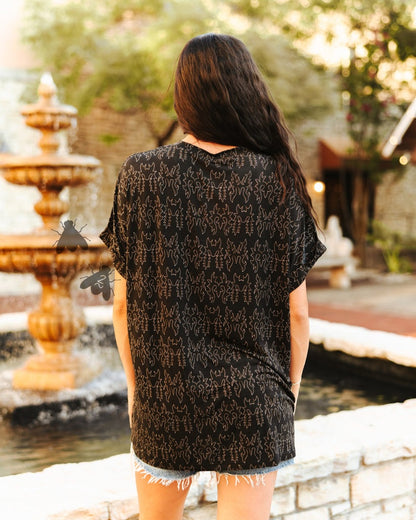 Midnight Mesa Mom Cuff Top