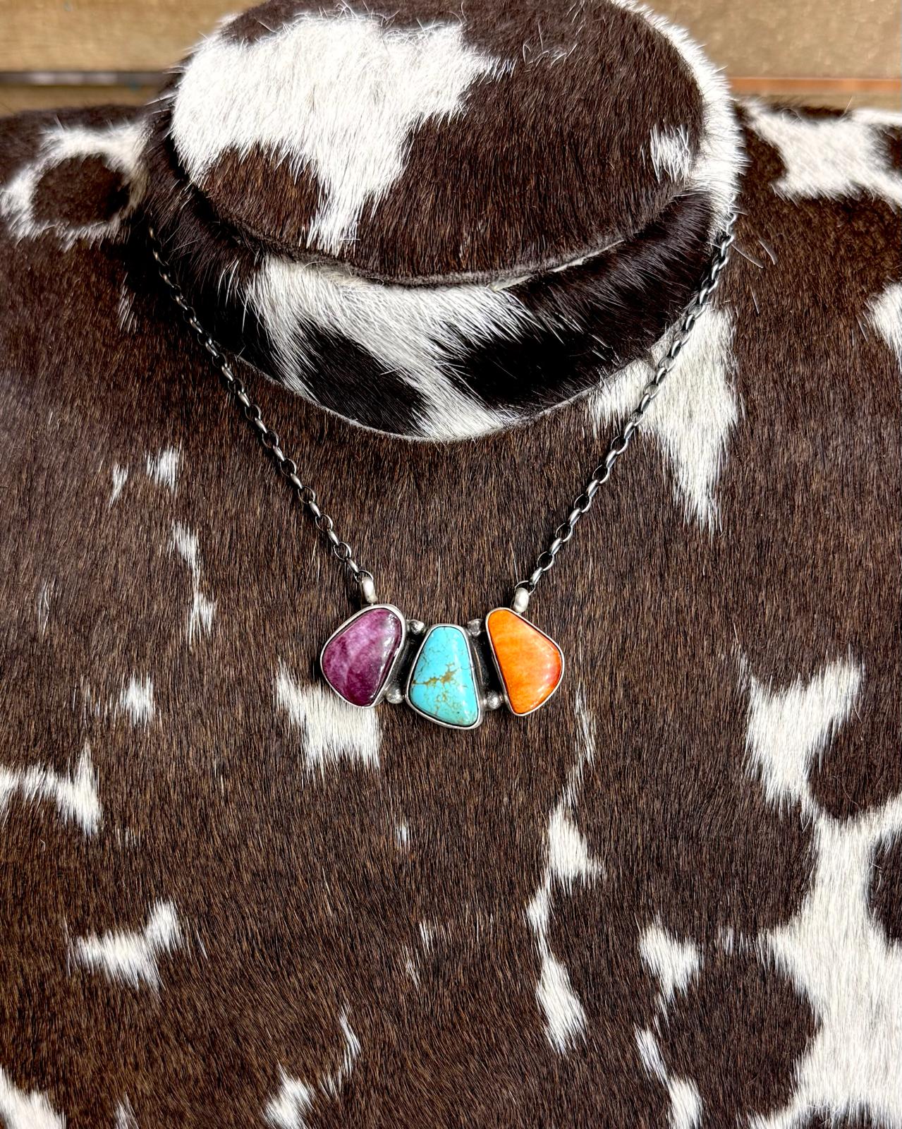 Multi Spiny & Turquoise 3 Stone Necklace *Native