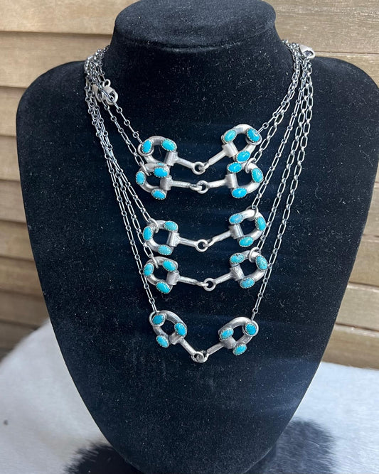 Turquoise Snaffle Bit Necklace (Stone Will Vary)