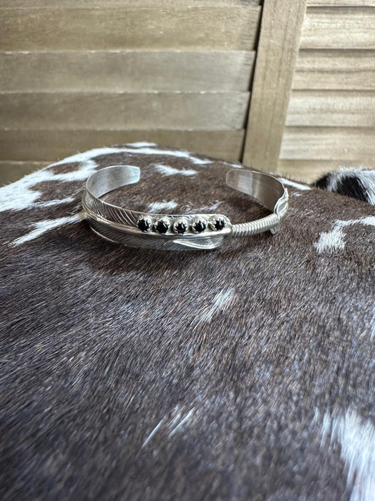 Black Onyx Feather Cuff