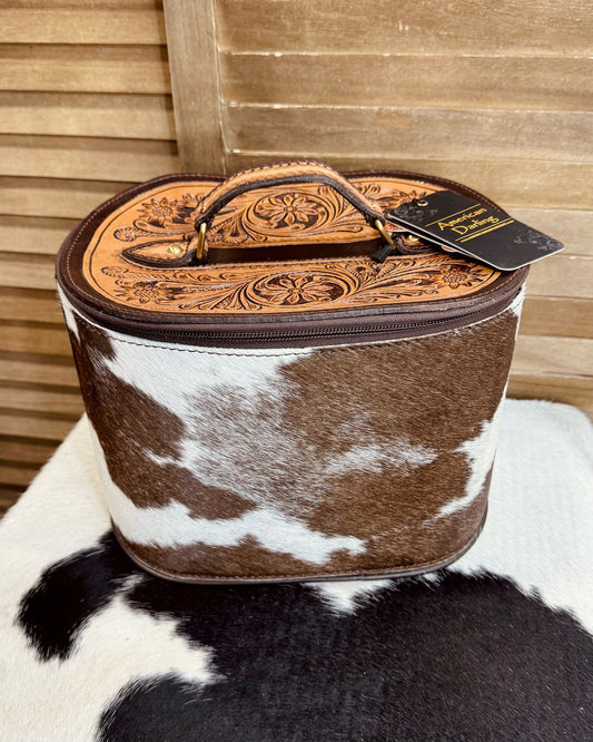 AD Top Tooled Cowhide Makeup Box