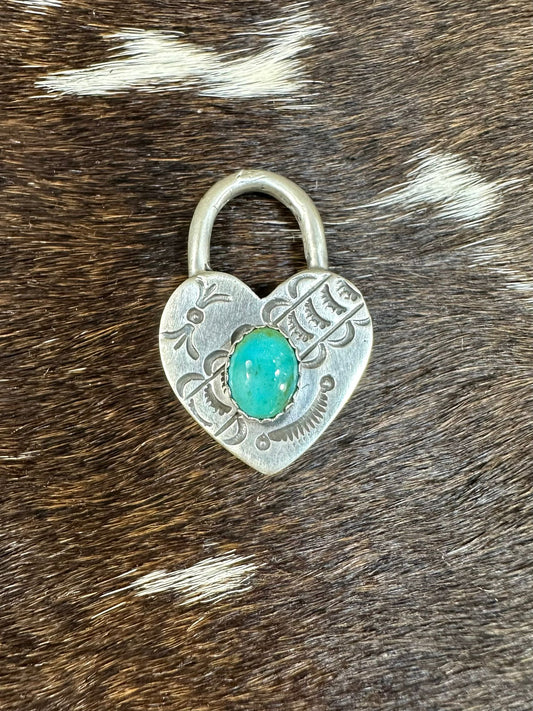 Sterling Pattern Heart Locket *Native (Stone Will Vary)