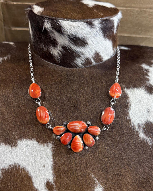 Arlene Lewis Spiny Half Cluster Necklace 18"