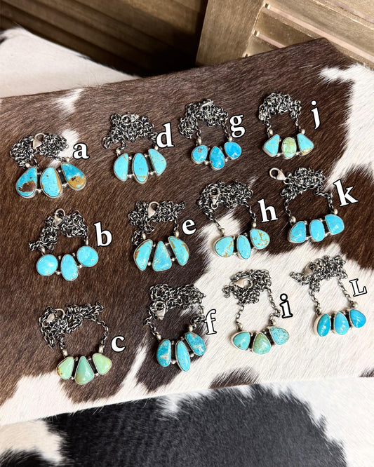 Kingman 3 Stone Necklace *Native