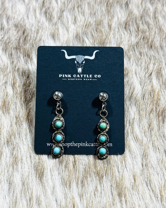 Vintage Dangle 3 stone Stud *Native