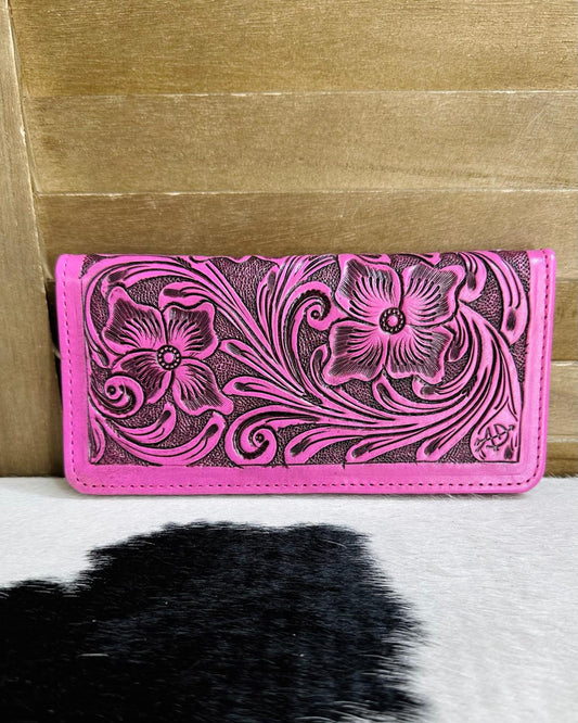 Pink Tooled Snap Wallet