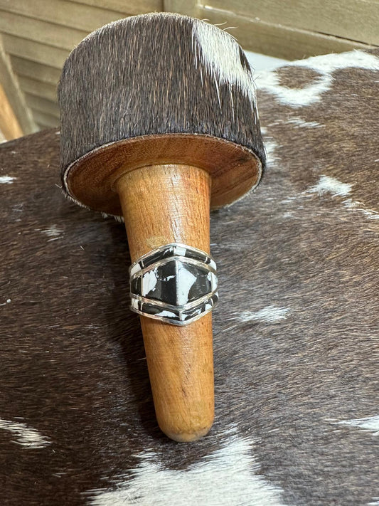 White Buffalo Inlay Ring *Native