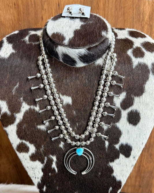 Sterling Squash Blossom Statement Set*Native