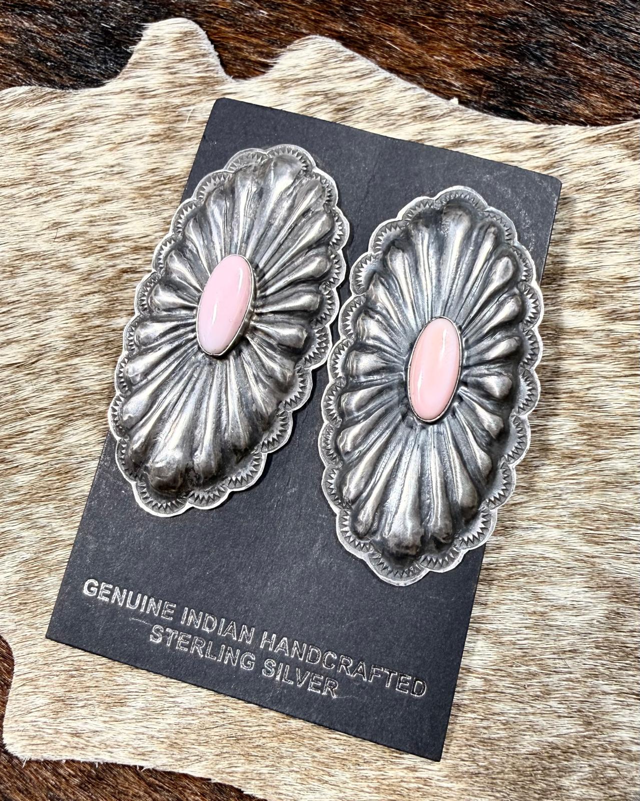 2.5” Rita Lee Pink Conch Concho Earrings *Native