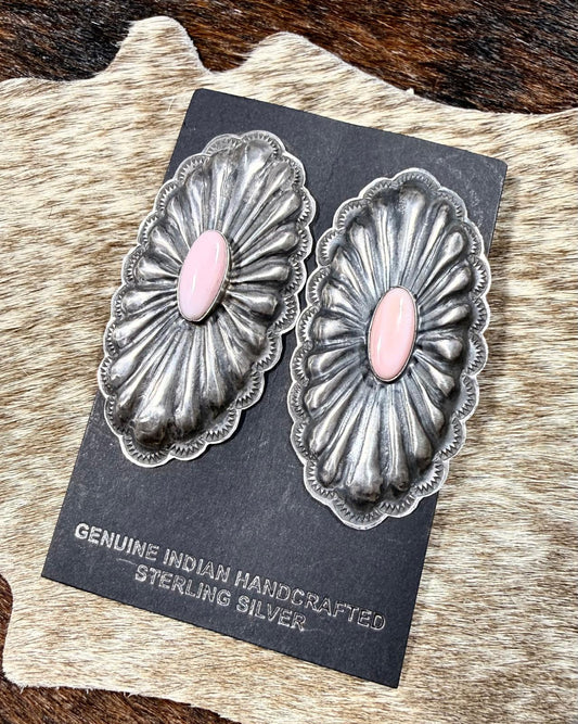 2.5” Rita Lee Pink Conch Concho Earrings *Native