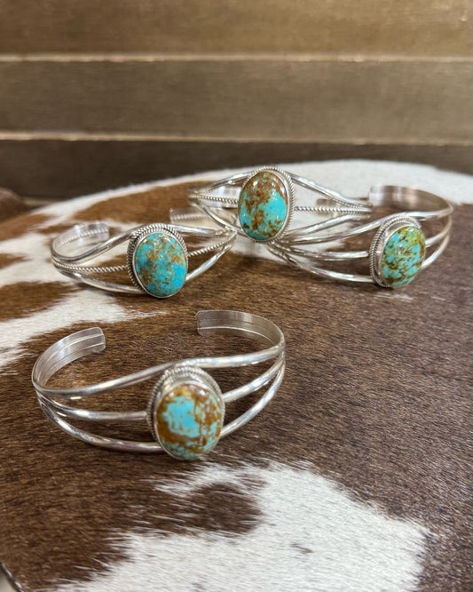 Native Turquoise Sterling Cuff *Stone Will Vary