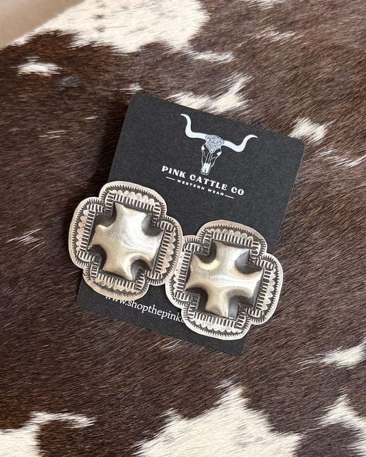 Leander Tahe Sterling Cross Earrings *Native