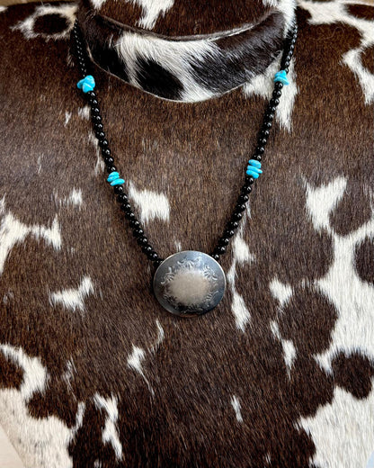 18"Marrietta Kellywood Onyx Sleeping Beauty Pillow Pearl Necklace*Native