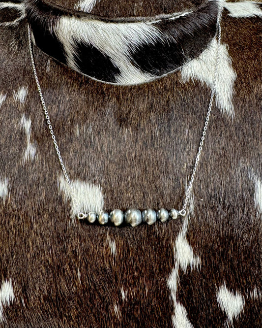 16” Sterling Graduated Pearl Bar Necklace