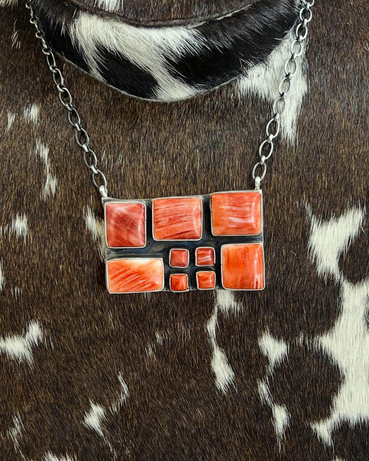 3" Multi Square Spiny Big Necklace *Native