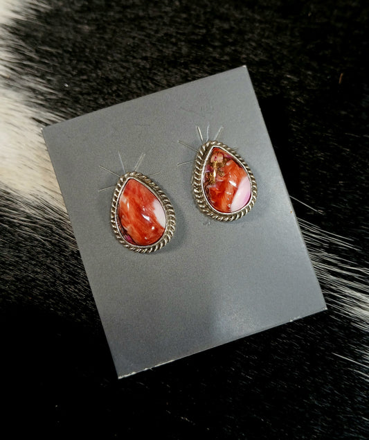 Trish Largo Orange Dahlia Teardrop Stud