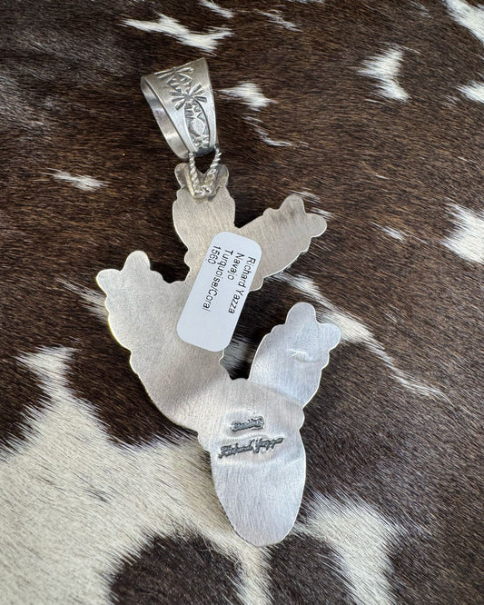 Richard Yazza Turquoise Coral Cactus Pendant