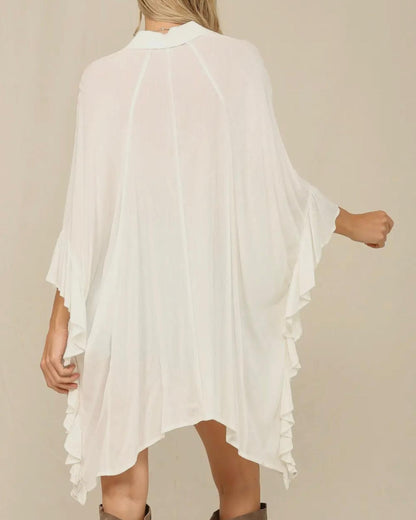 White Flowy Button Up Top *VERY OVERSIZED