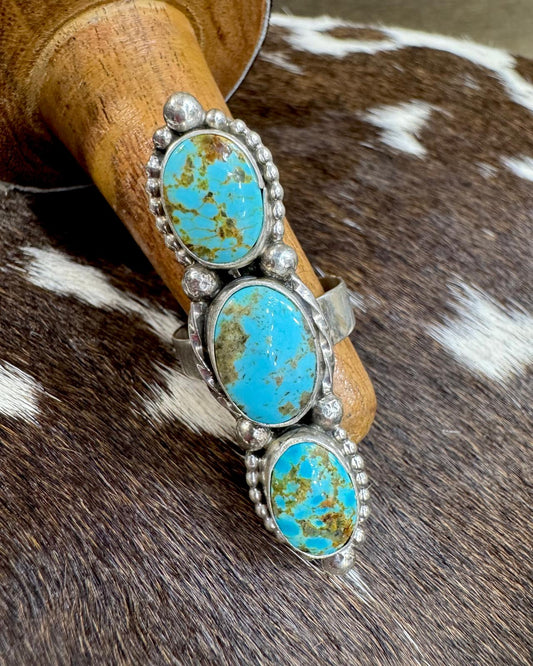 Sheila Becenti Kingman 3 Stone Ring *Sz9