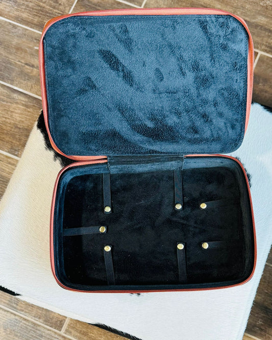 Brown Leather Cowhide Jewelry Box