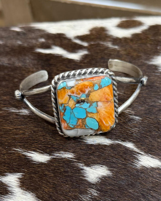 Spiny Turquoise Square Cuff *Native