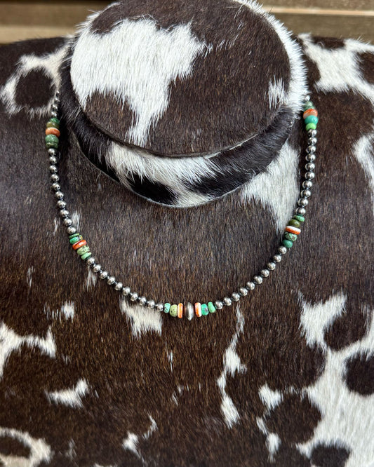 Turquoise Multi Sterling Pearl Necklace