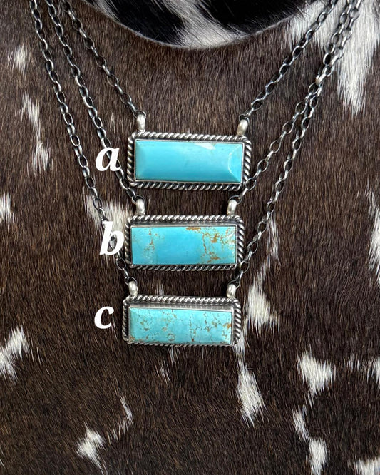 18” Dixon Kingman Turquoise Bar Necklace *Native