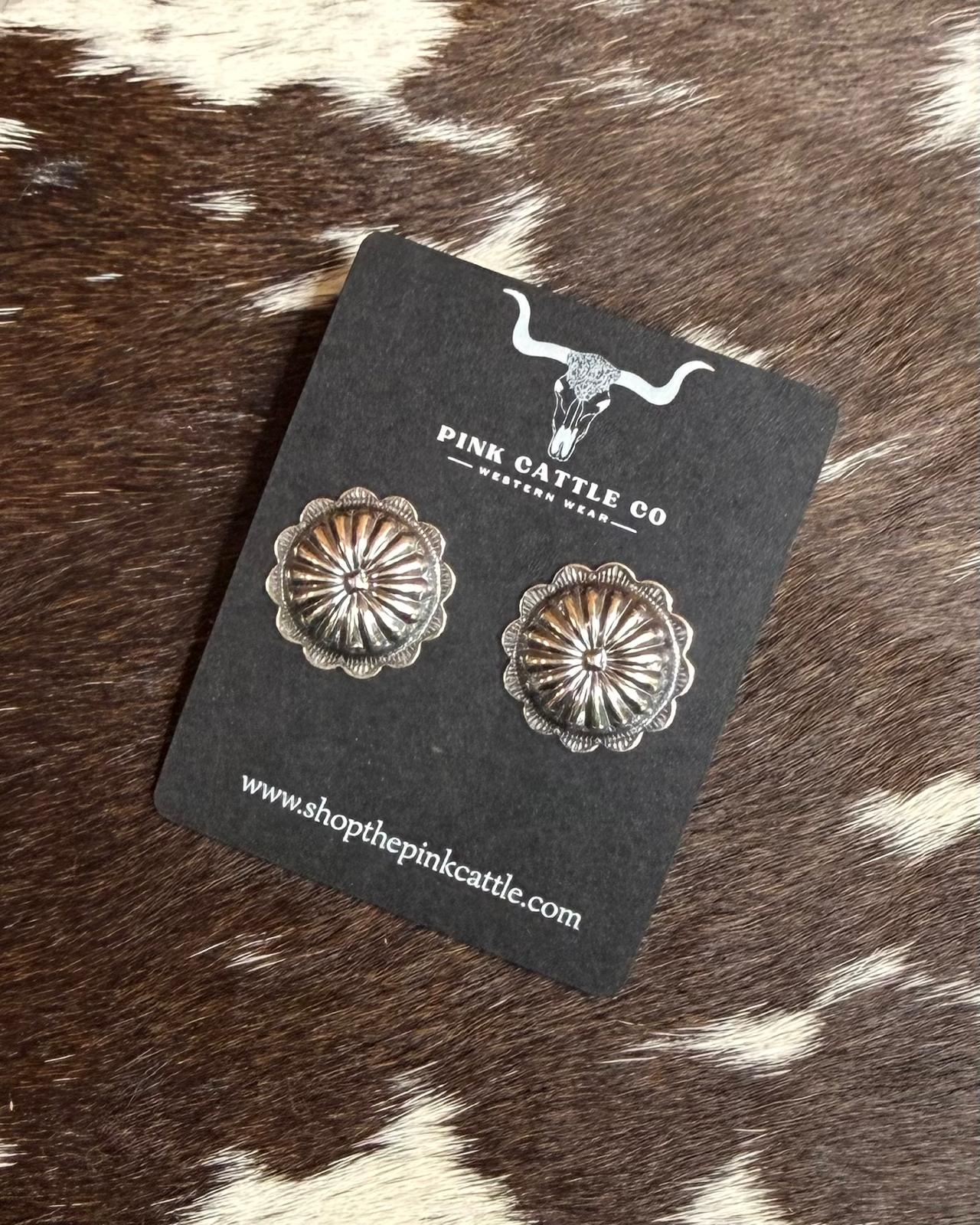 Sterling Silver Simple Concho Studs