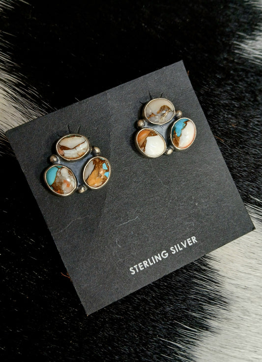 Spiny Turquoise 3 Stone Cluster