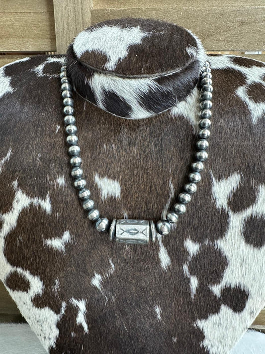 18" 8mm Barrel Sterling Pearl Necklace