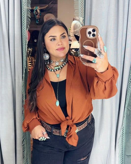 Rust Long Sleeve Blouse