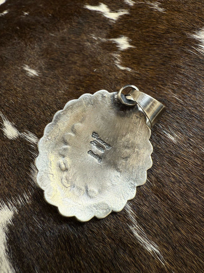 Chimney Butte Small Concho Coral Pendant