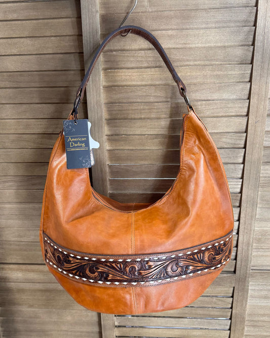 AD Brown Leather Boho Shoulder Bag