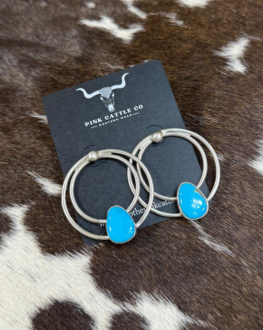 Kingman Stone Sterling Post Hoops *Native