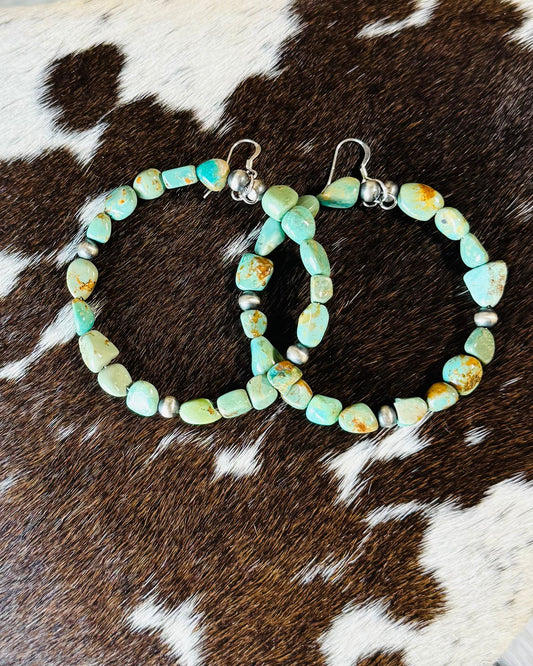 Green Turquoise Hoops