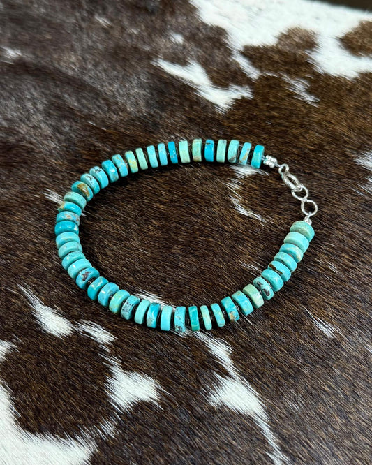 7" All Turquoise Beaded Bracelet