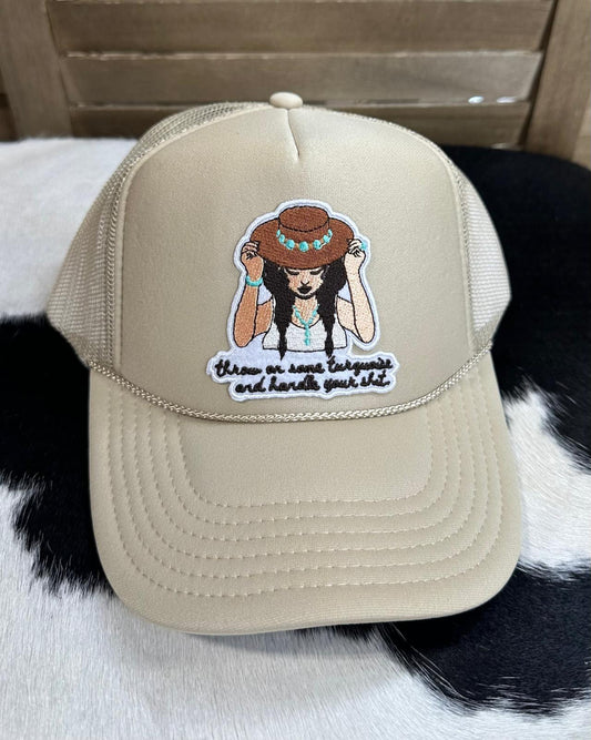 Throw On Some Turquoise Trucker Hat