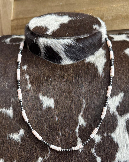 Pink Conch Pearl Stacker Necklace