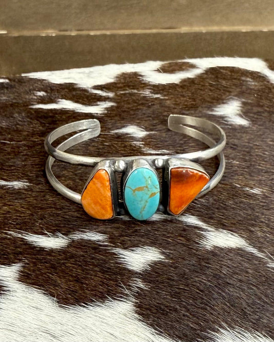 Augustine Largo Spiny & Kingman 3 Stone Cuff *Native