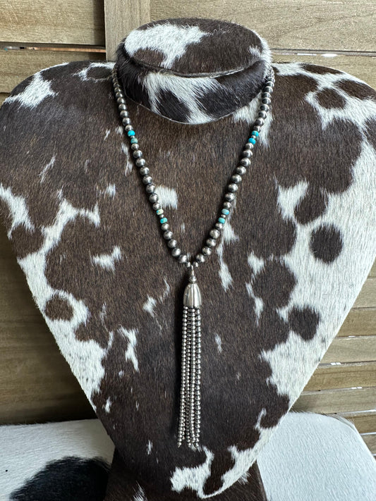 Sterling Pearl Tassel Necklace