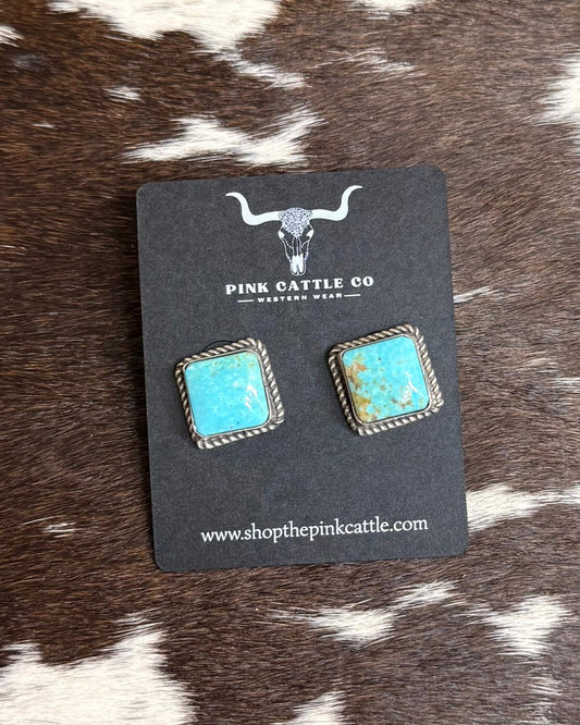Blue Square Studs *Native