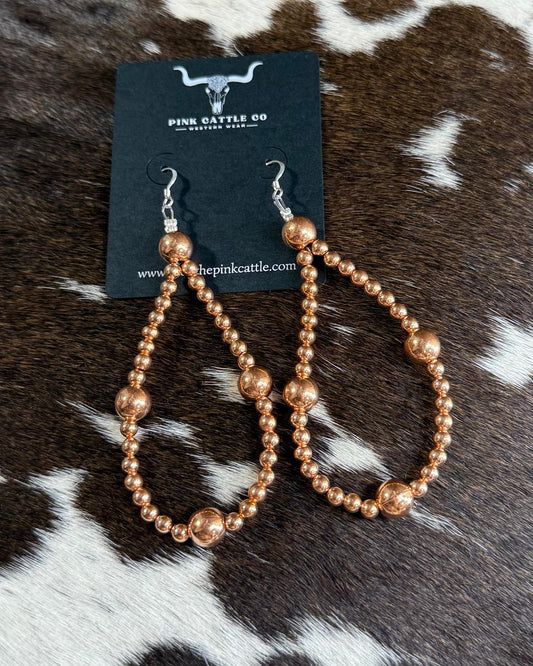 Copper Pearl Teardrop Earrings