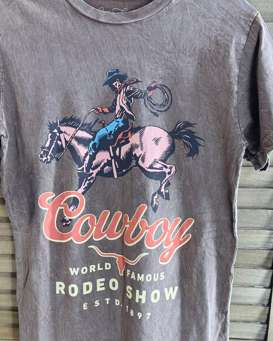 Cowboy Brown Acid Wash Graphic Tee